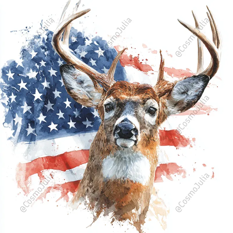 Patriotic American Flag Animal Art