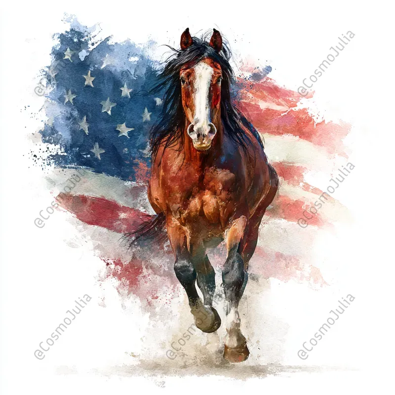 Patriotic American Flag Animal Art