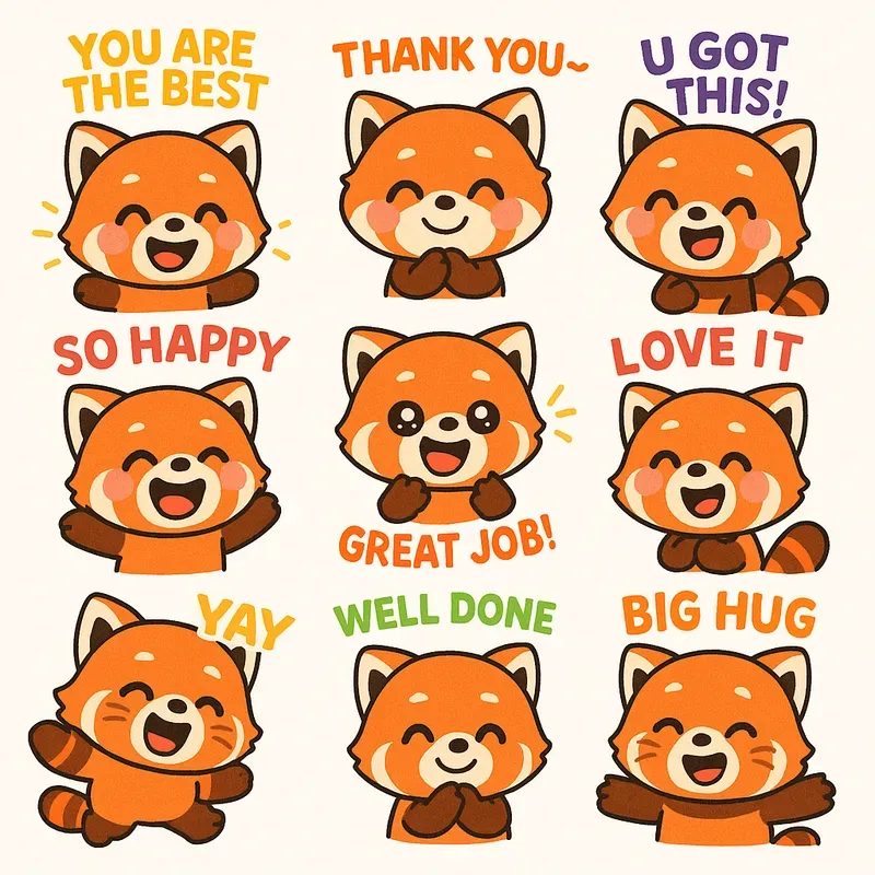 Chibi Style Cheerful Cute Animal Emojis