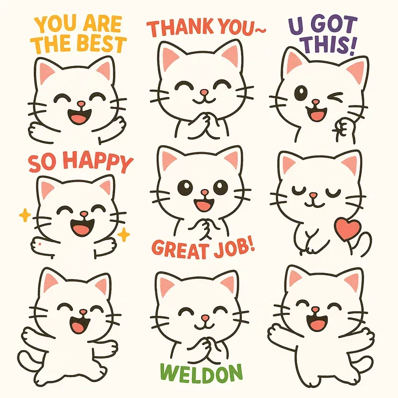 Chibi Style Cheerful Cute Animal Emojis