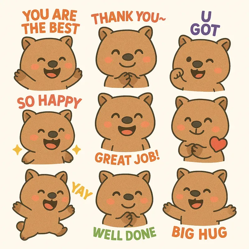 Chibi Style Cheerful Cute Animal Emojis