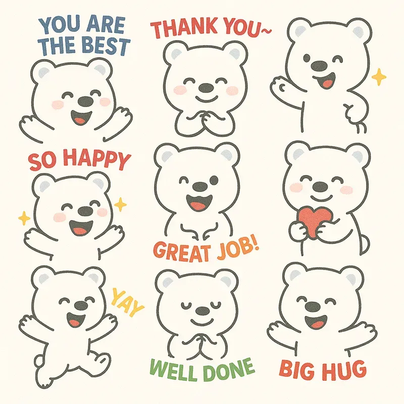 Chibi Style Cheerful Cute Animal Emojis