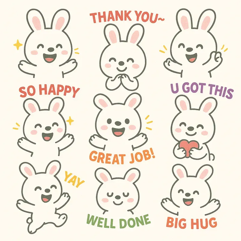 Chibi Style Cheerful Cute Animal Emojis
