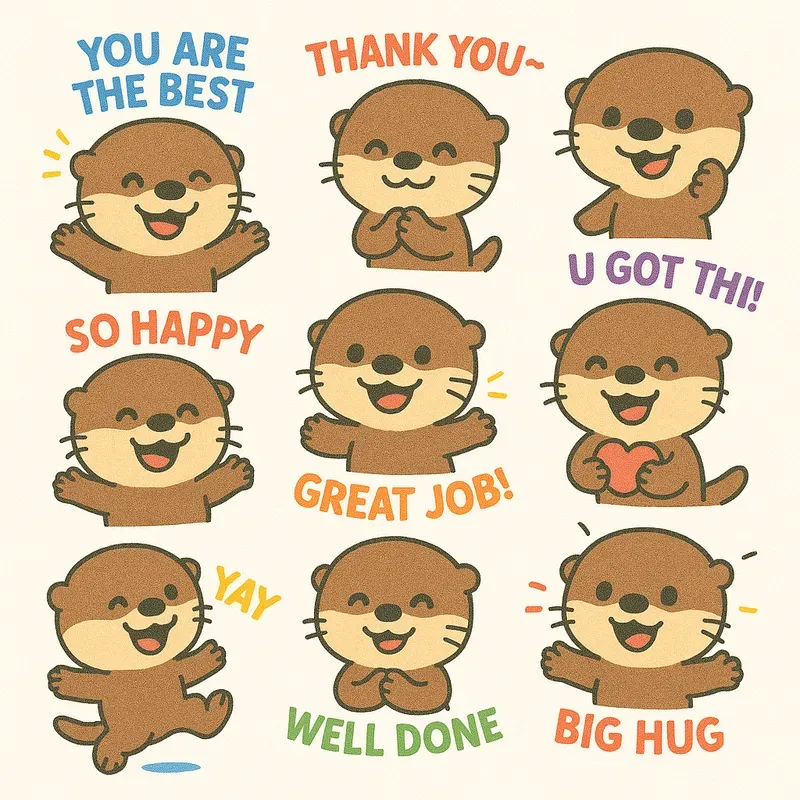 Chibi Style Cheerful Cute Animal Emojis