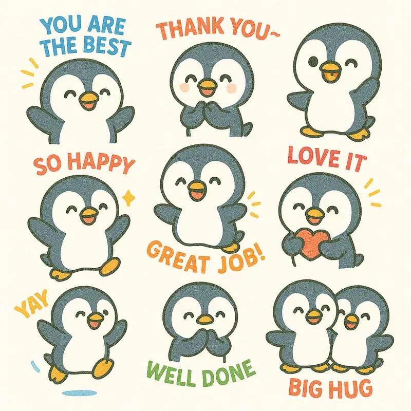 Chibi Style Cheerful Cute Animal Emojis