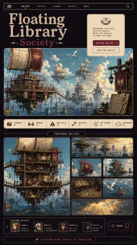 Pixel Art Editorial Gallery Landing Pages