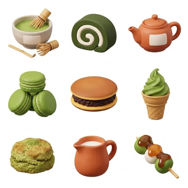 3D Clay Cozy Coffee Bakery 3x3 Icons