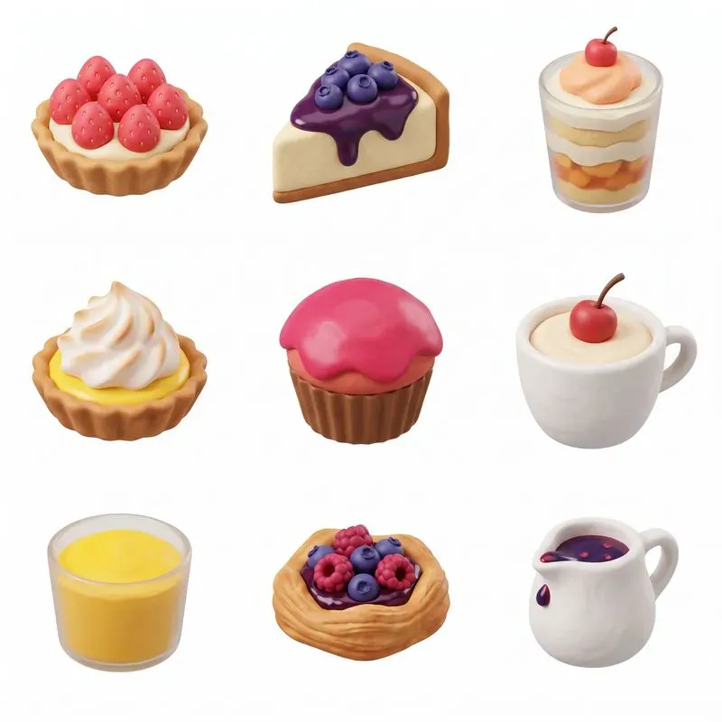 3D Clay Cozy Coffee Bakery 3x3 Icons