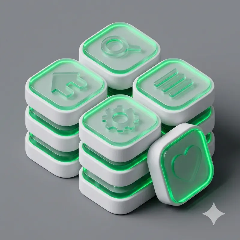 3D Glass Essential Web Icons UI Kits