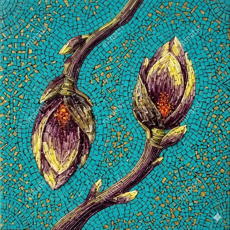 Botanical Micromosaic Smalti Glass Art