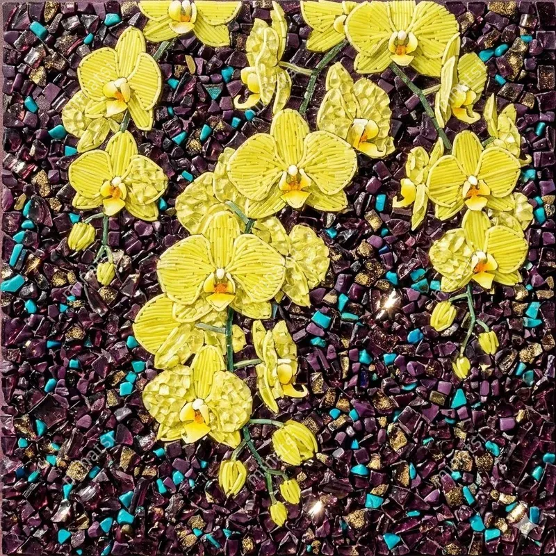 Botanical Micromosaic Smalti Glass Art