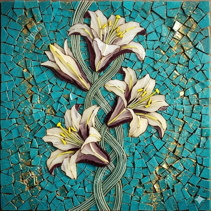 Botanical Micromosaic Smalti Glass Art