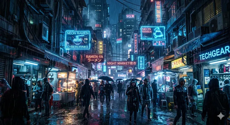 Neon Cyberpunk City Scenes