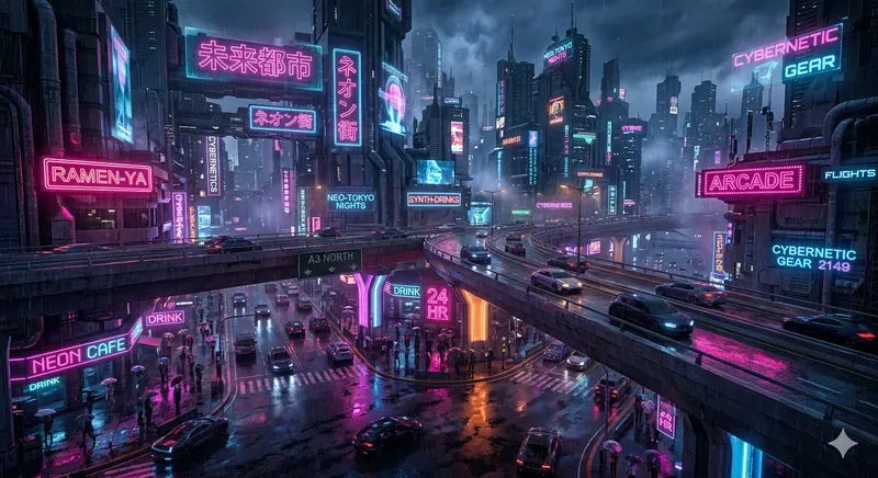 Neon Cyberpunk City Scenes