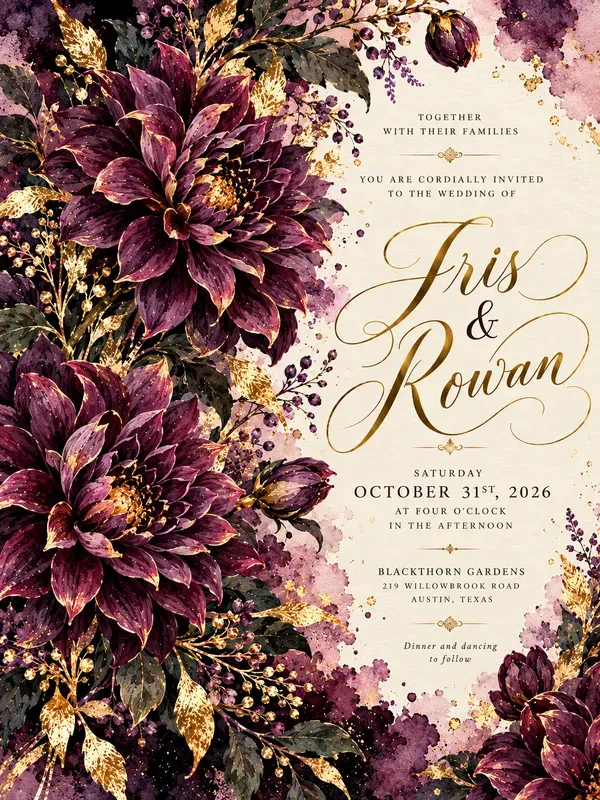 Luxury Moody Autumn Wedding Invitations