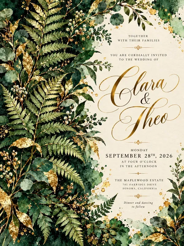 Luxury Moody Autumn Wedding Invitations