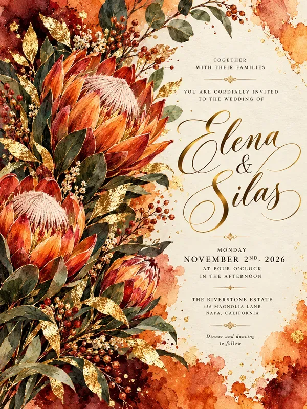 Luxury Moody Autumn Wedding Invitations