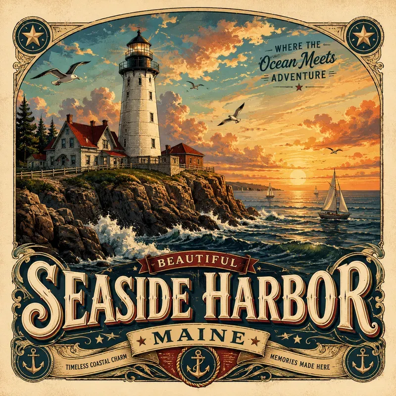 Vintage Americana Travel Poster Art