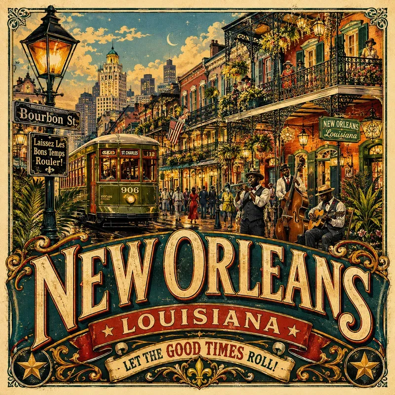 Vintage Americana Travel Poster Art
