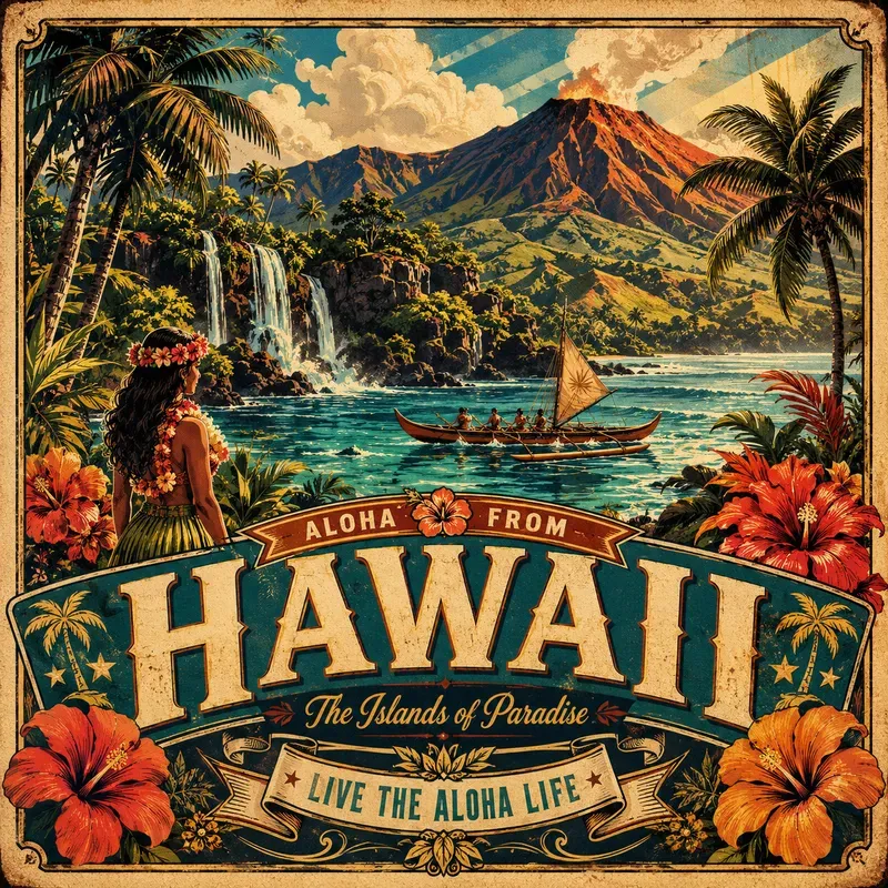 Vintage Americana Travel Poster Art