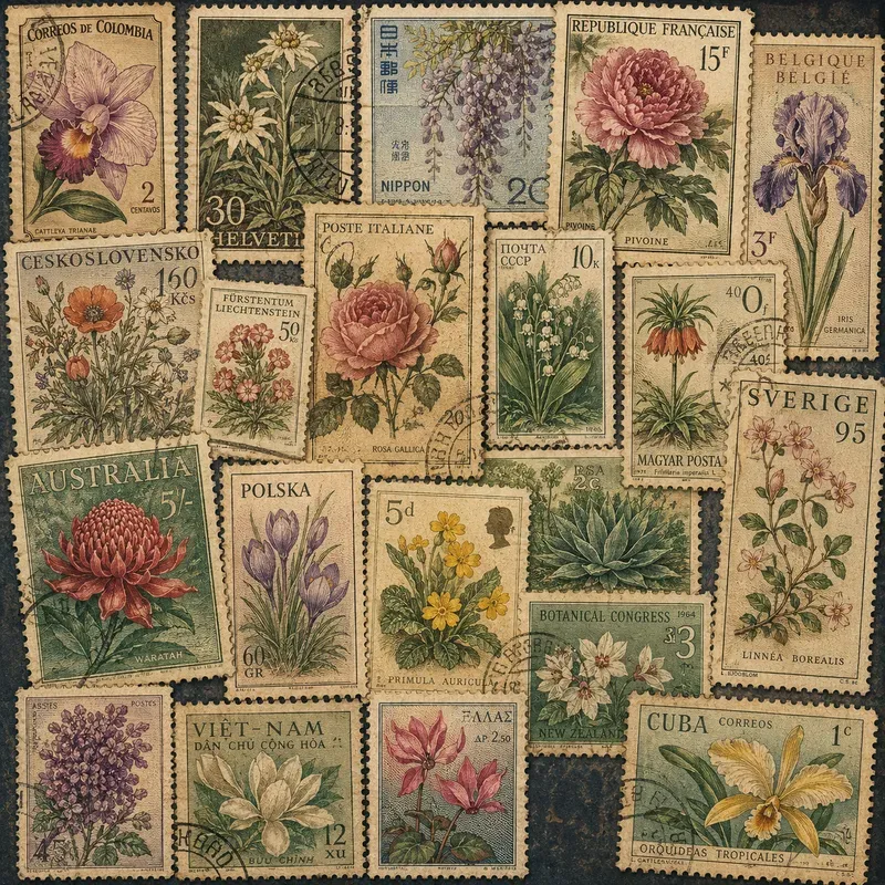 Vintage Stamp Collage Art