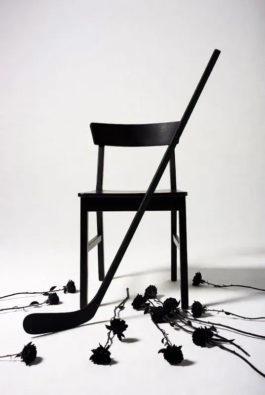 Dark Wood Chairs With Black Florals