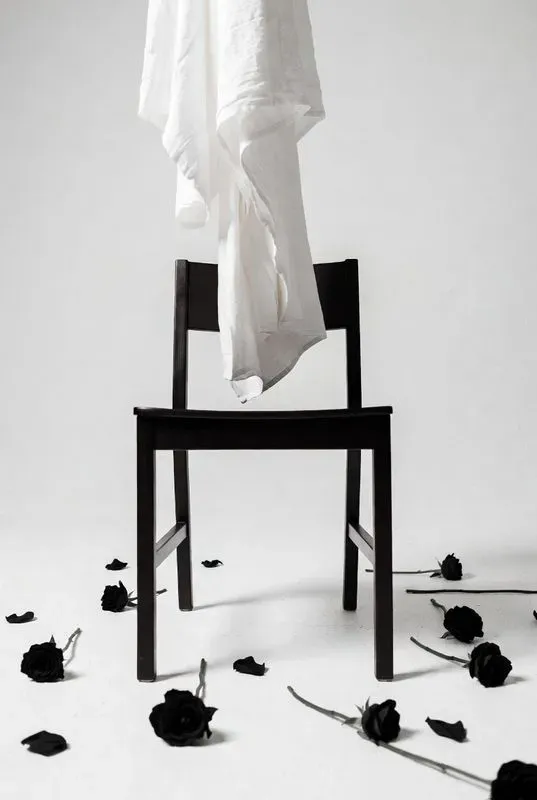 Dark Wood Chairs With Black Florals