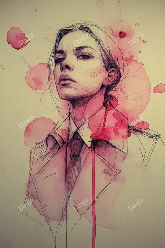 Red Ink Wash Portrait Illustrations