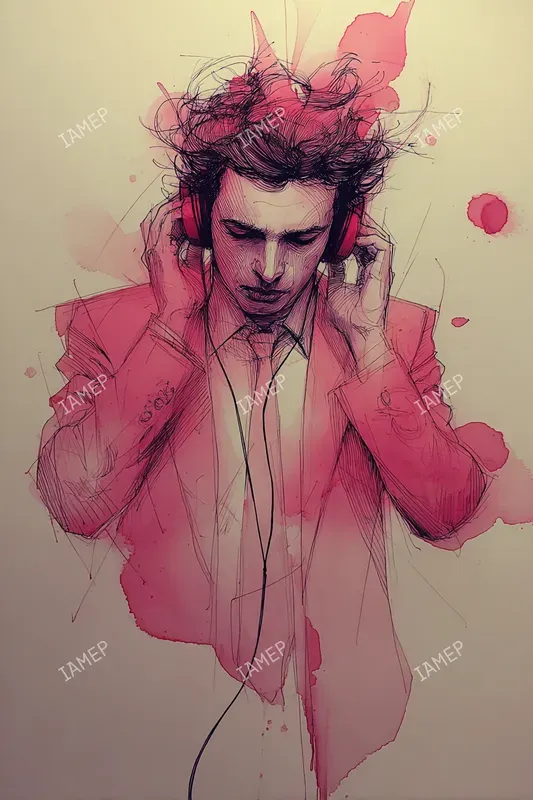 Red Ink Wash Portrait Illustrations