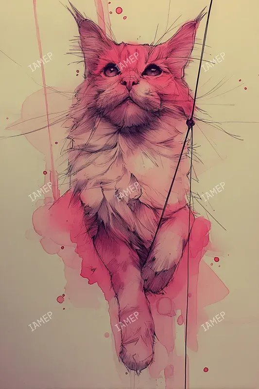 Red Ink Wash Portrait Illustrations