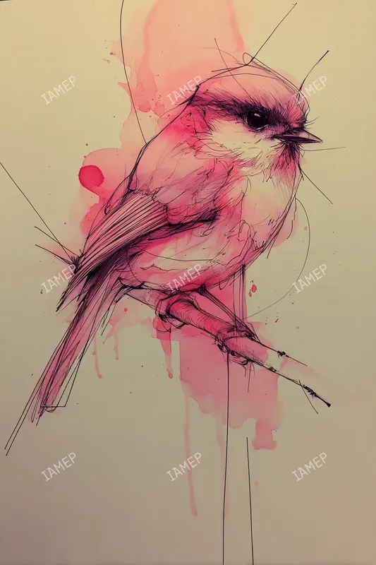 Red Ink Wash Portrait Illustrations
