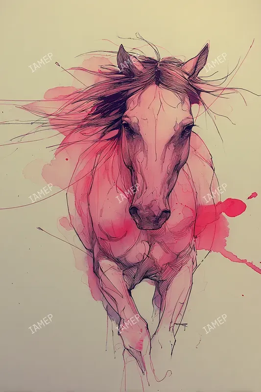 Red Ink Wash Portrait Illustrations
