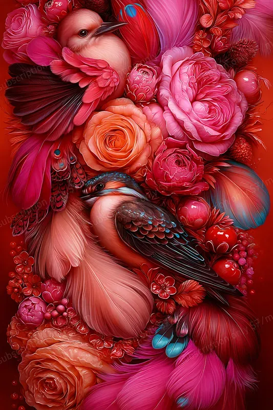 Crimson Surreal Object Scenes