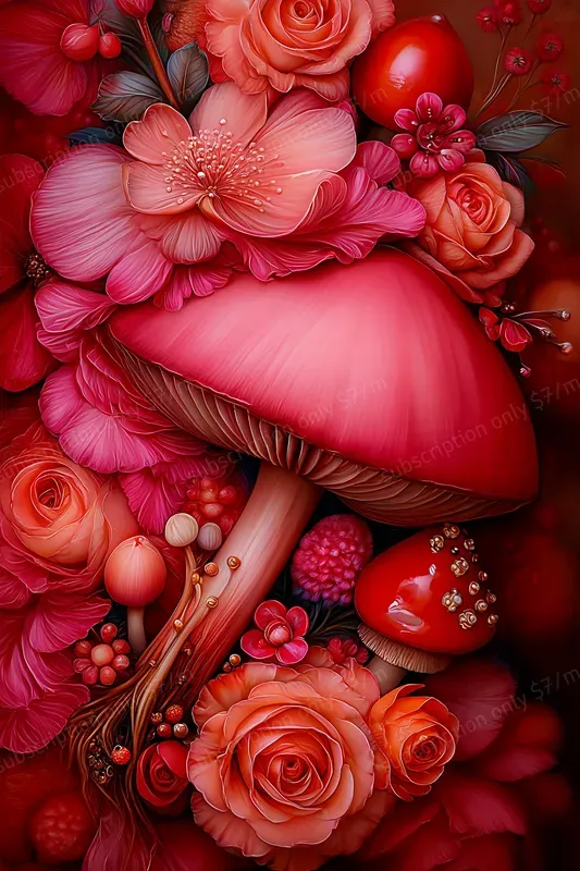 Crimson Surreal Object Scenes