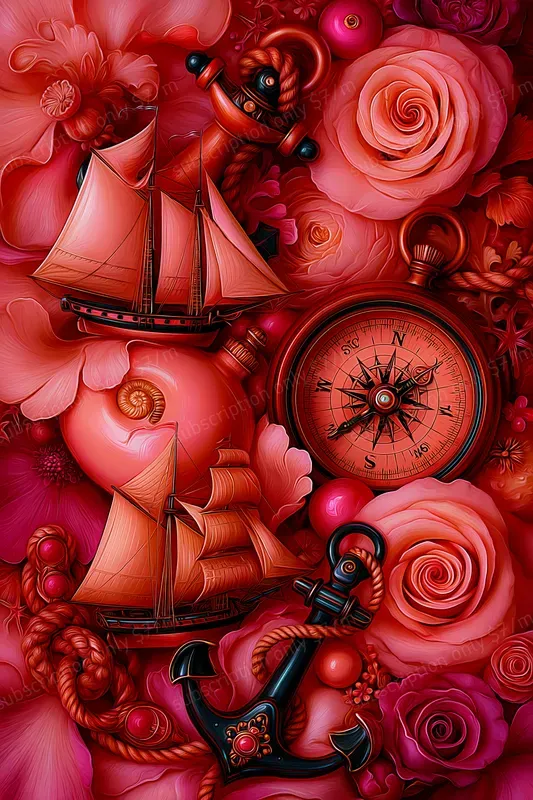 Crimson Surreal Object Scenes