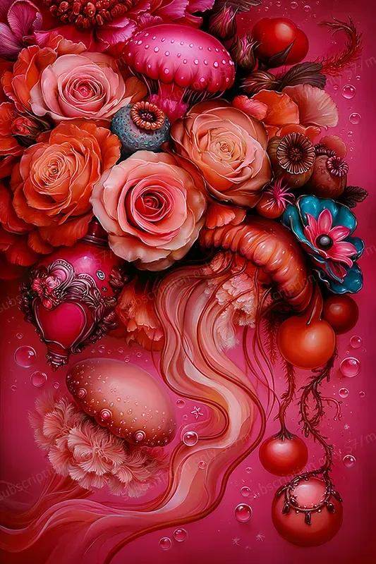 Crimson Surreal Object Scenes