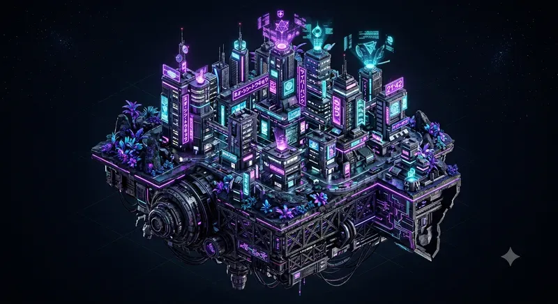 Isometric Scifi Floating Islands