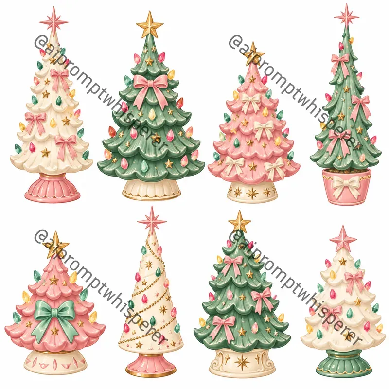 Retro Christmas Tree Clipart Sheets Etsy