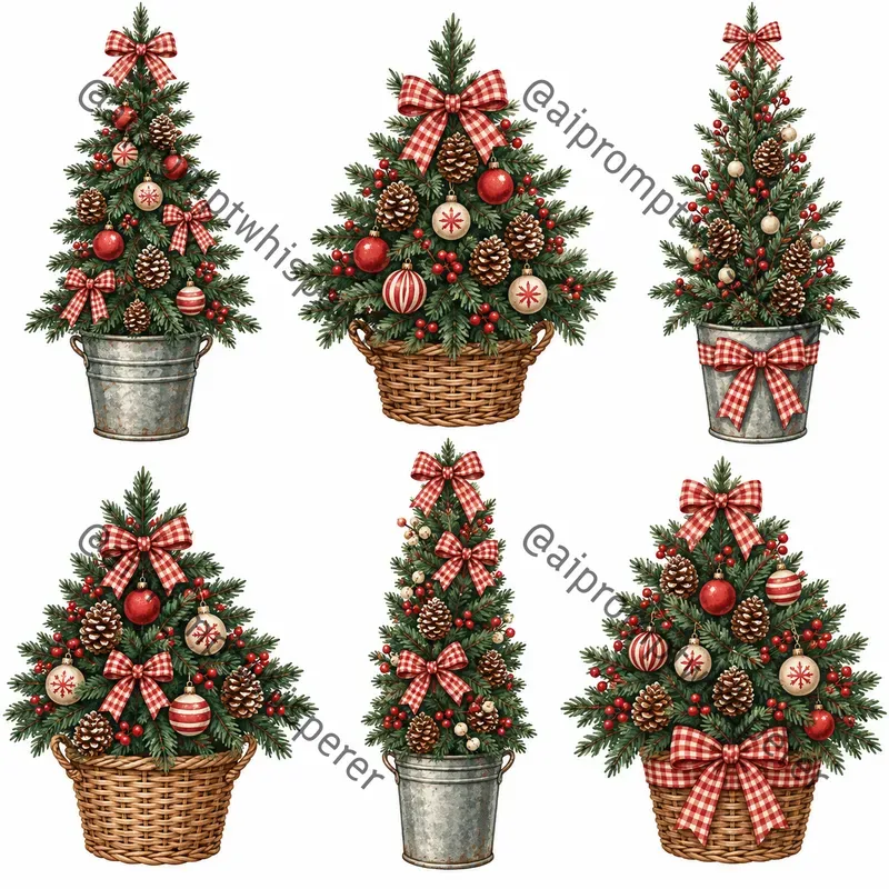 Retro Christmas Tree Clipart Sheets Etsy
