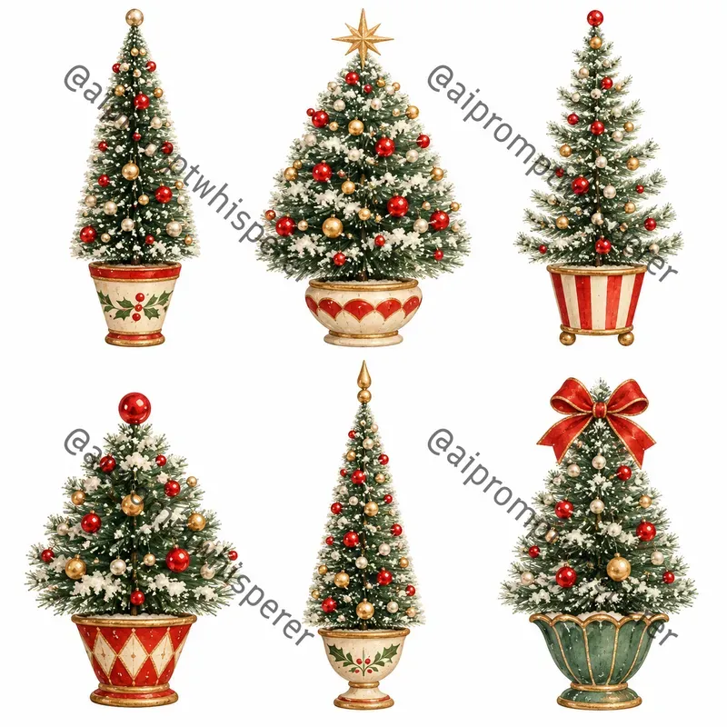 Retro Christmas Tree Clipart Sheets Etsy