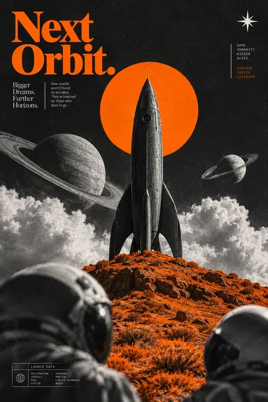 Surreal Monochrome Accent Posters