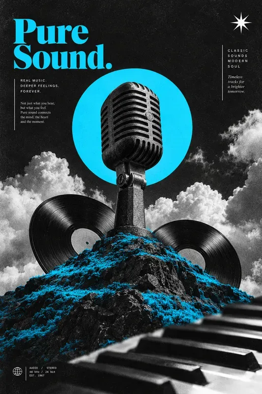 Surreal Monochrome Accent Posters