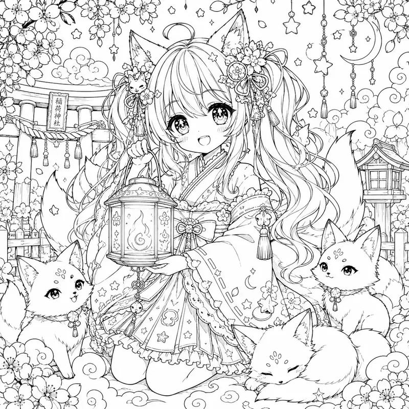Kawaii Fantasy Line Art Dreams