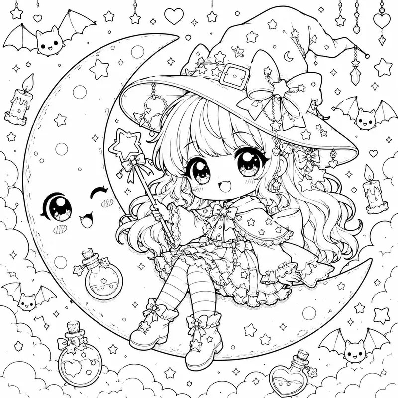 Kawaii Fantasy Line Art Dreams