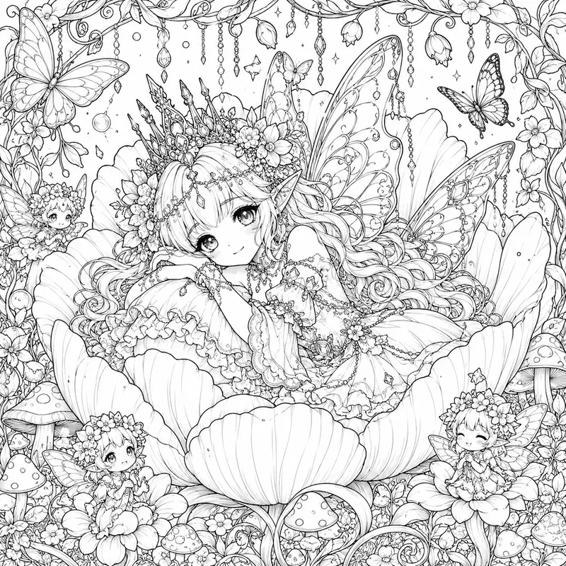 Kawaii Fantasy Line Art Dreams