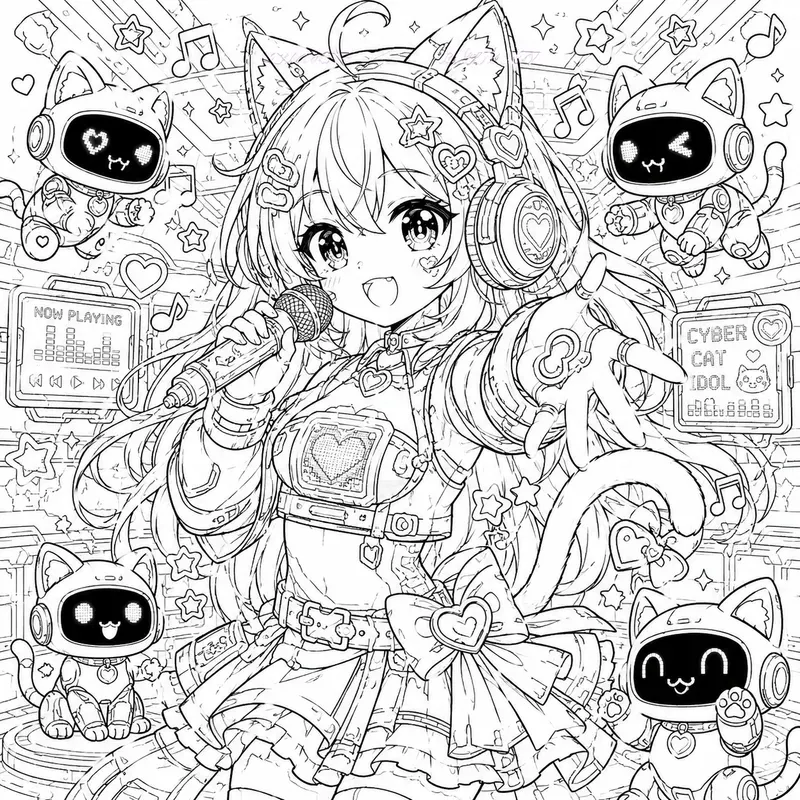 Kawaii Fantasy Line Art Dreams