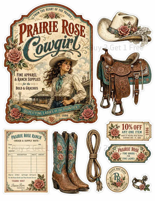 Cowgirl Advertising Ephemera Sheets