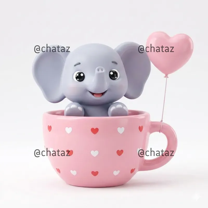 Cute Kawaii Animal In Cup Valentines