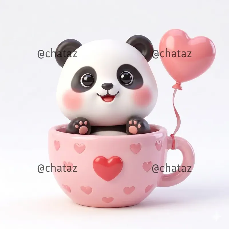 Cute Kawaii Animal In Cup Valentines