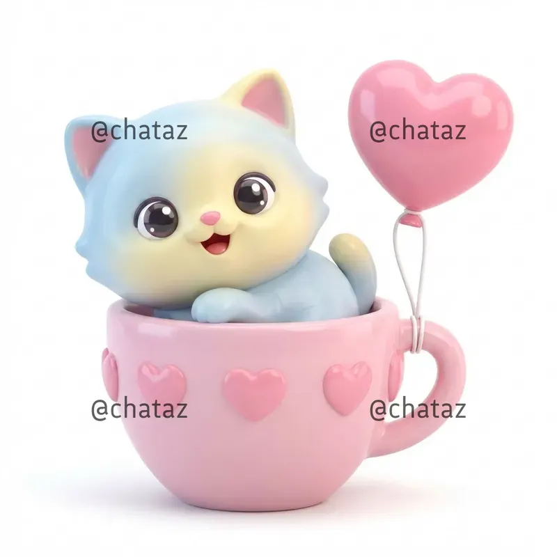 Cute Kawaii Animal In Cup Valentines
